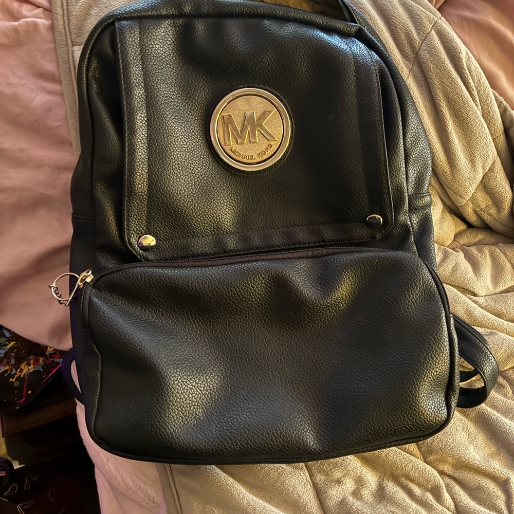 Black Leather Men's Backpack